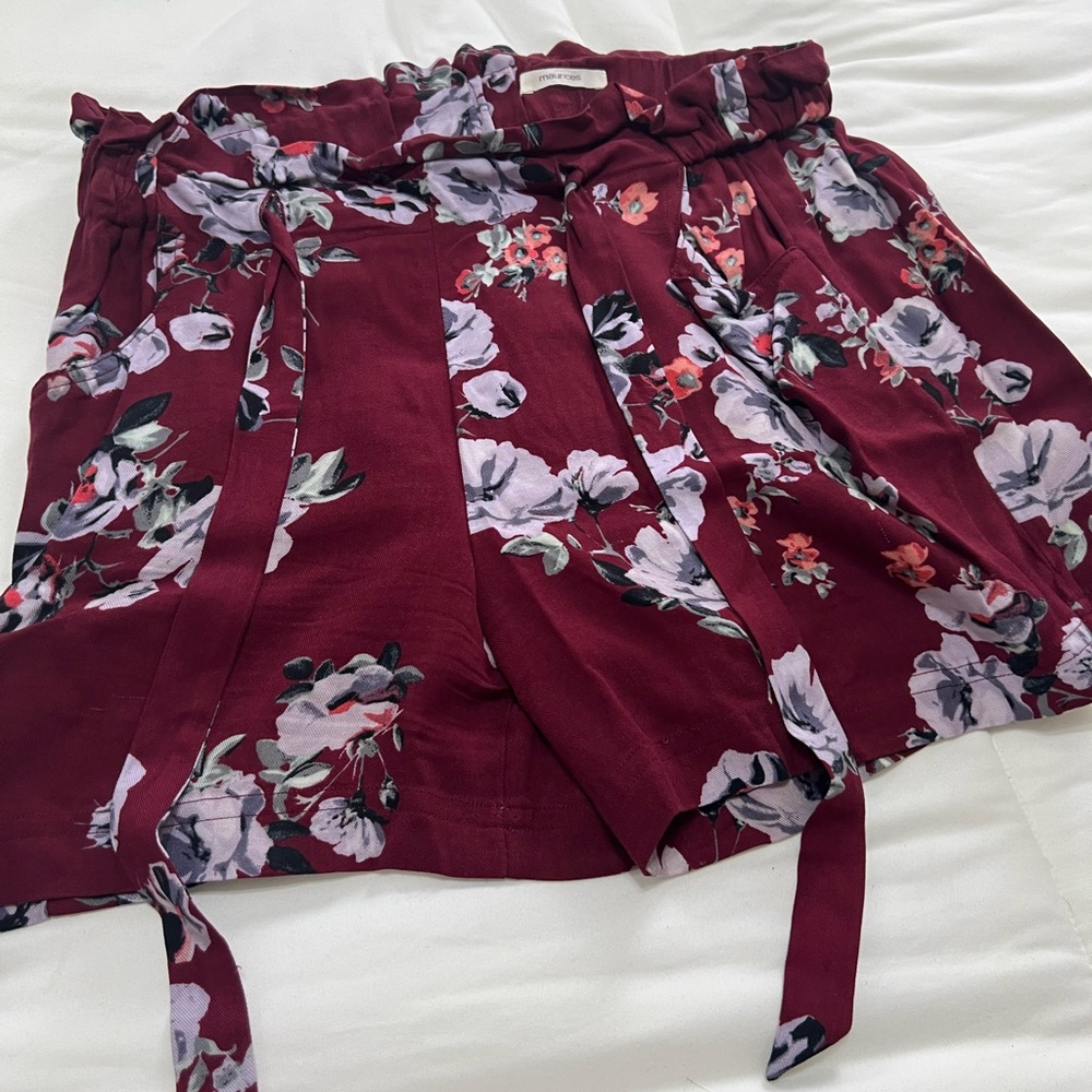 Floral Burgundy Shorts